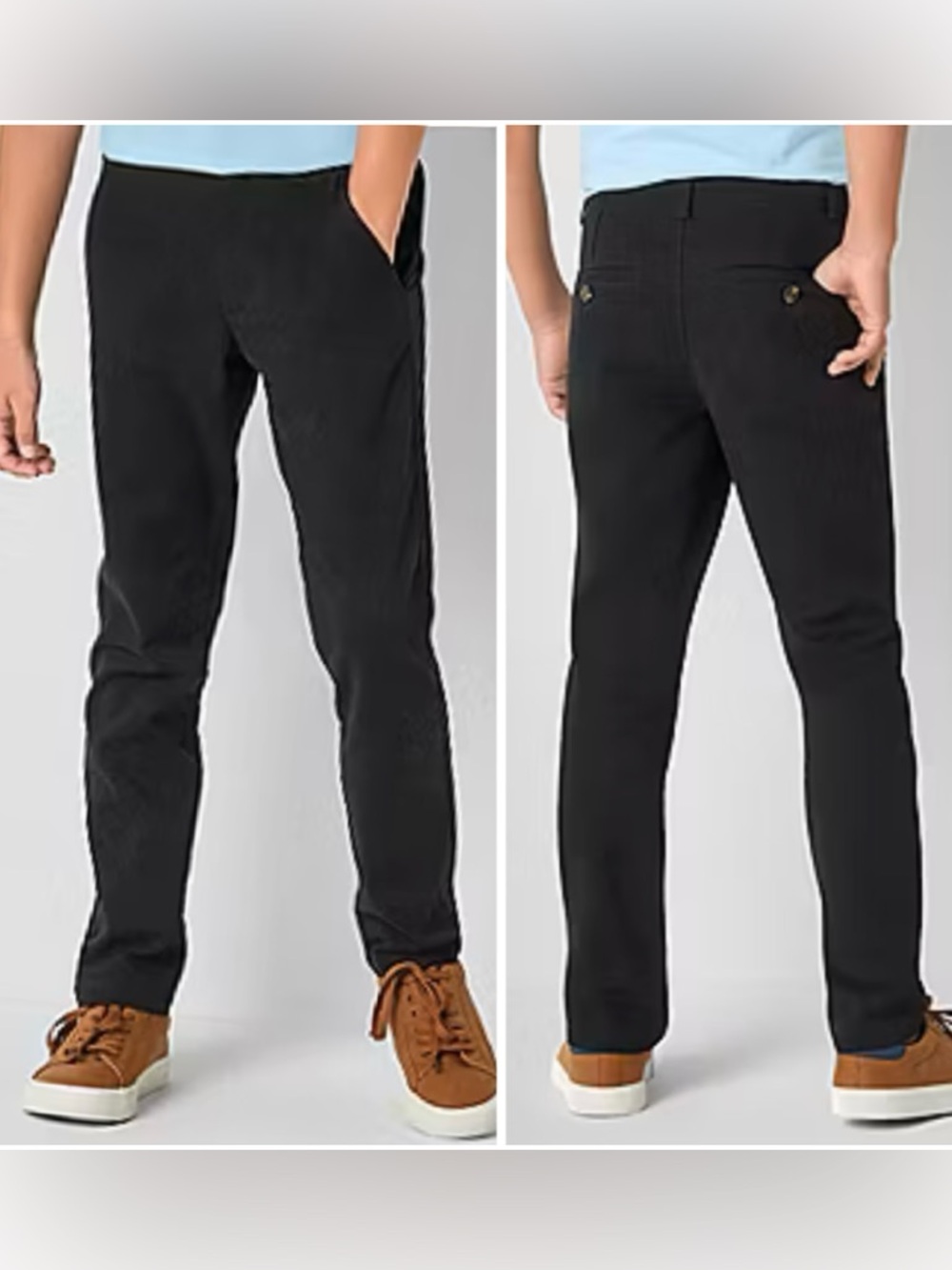 Thereabouts Flex Chino Pants Adjustable Waist Black Youth 16 Husky NWT
